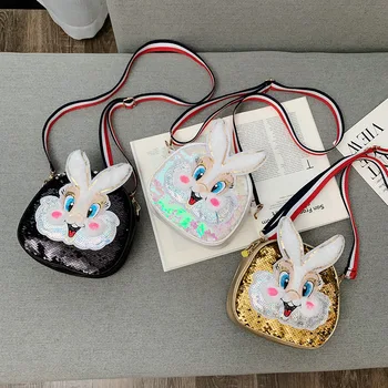 

Gilrs Shinny Sequins Shoulder Bags Children Mermaid Rabbit Crossbody Purses and Handbags Kids Mini Money Bag Kids Change Purse