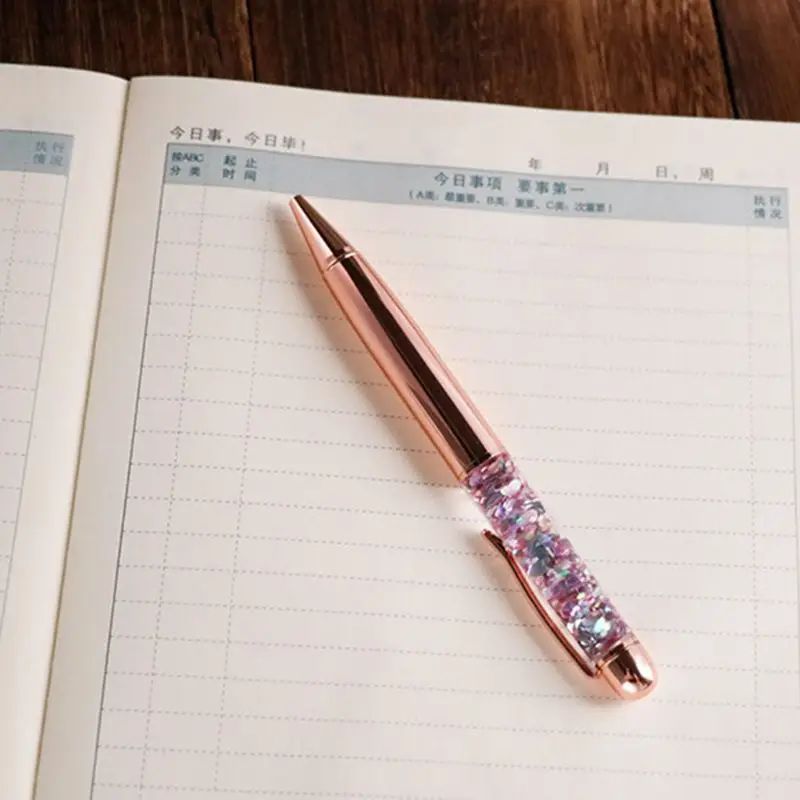 Роскошная 1,0 мм металлическая блестящая шариковая ручка с блестками, фирменные пишущие черные чернила для ручек, школьные канцелярские принадлежности, подарок