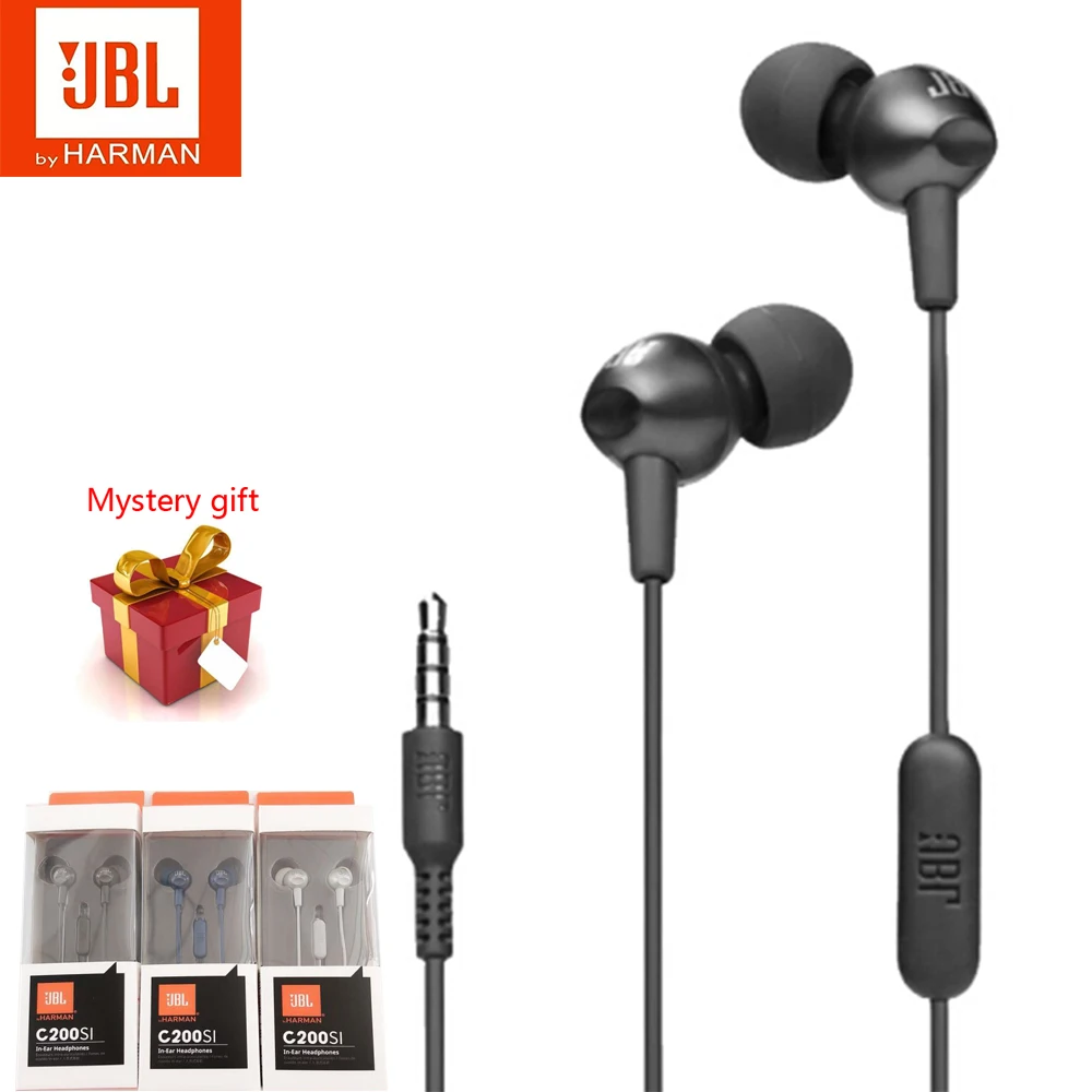 Оригинальные Проводные стереонаушники JBL C200Si 3 5 мм музыкальная Спортивная
