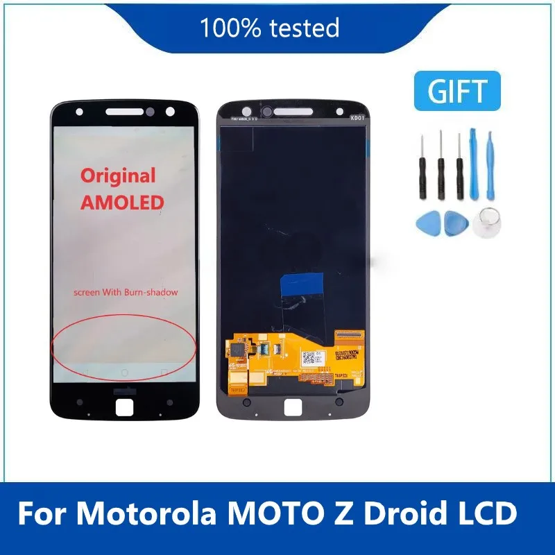 Дисплей с тачскрином для Motorola MOTO Z Droid XT1650 XT1650-03 AMOLED ЖК-дисплей дигитайзер Moto Burn-shadow