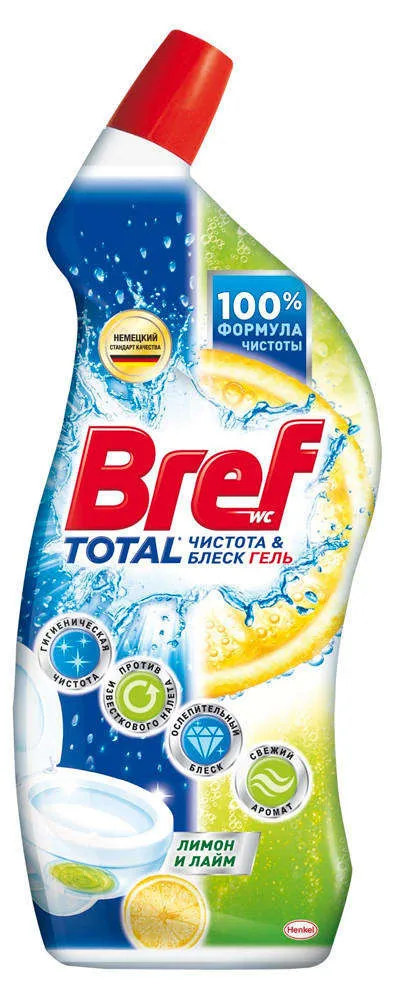 Гель чистящий для унитаза «Total. Лимон и лайм» Bref, 700 мл