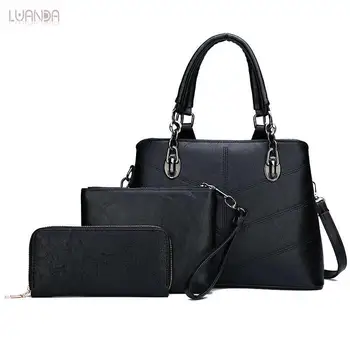 

Leather Casual 3 Sets Totes Bag For Women Classic Simple Women's Handbag Composite Designer Shoulder Messenger Bag For Girls