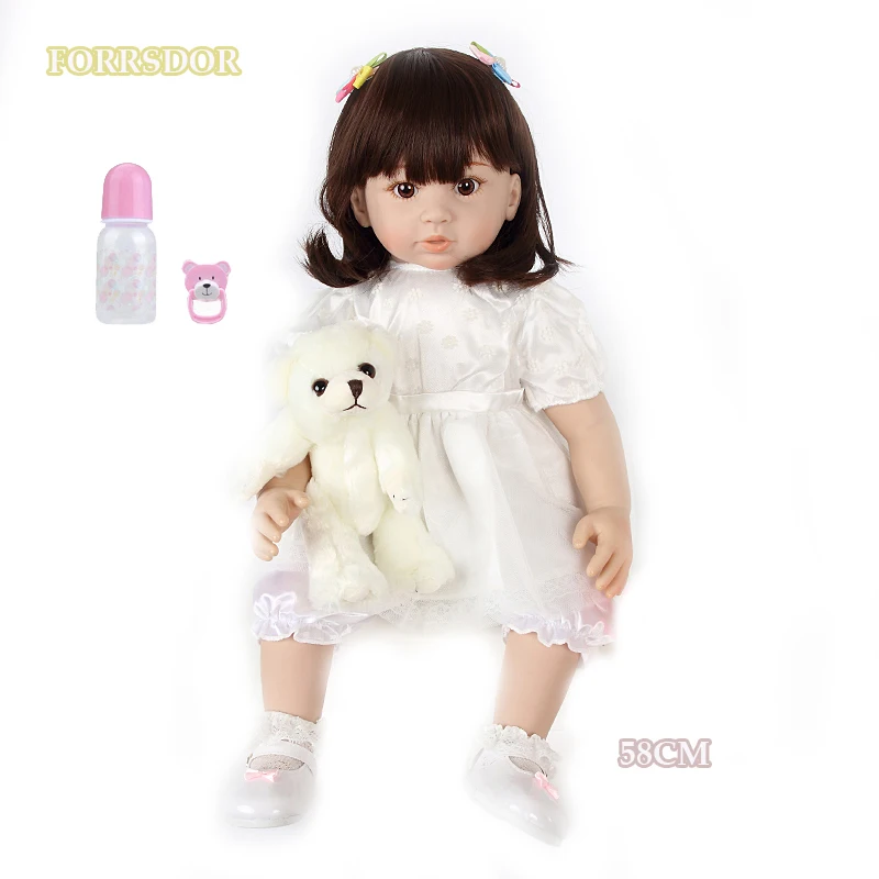 FORRSDOR22 дюймов Reborn куклы 58 см Силиконовые Мягкие реалистичные принцесса девочка кукла для продажи Этническая кукла ребенок день рождения
