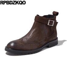 Короткие ботинки с перфорированным носком; Цвет Черный; дизайнерская обувь из замши с натуральным лицевым покрытием; мужские ботинки с перфорацией типа «броги» в итальянском стиле высокого качества; цвет коричневый