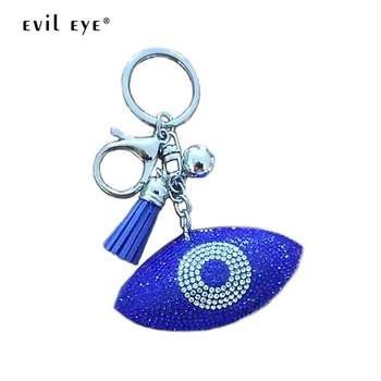 

EVIL EYE Tassel Keychain Car Keyring Wallet Bag Buckles Silver Color Key Chain Holder Fashion Jewelry Gifts for Women Men LE312