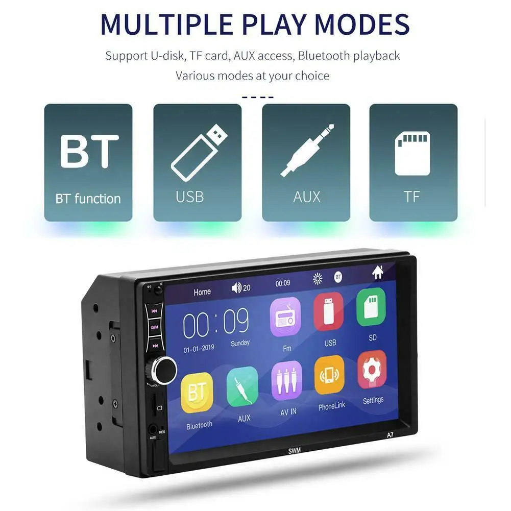 2DIN стерео MP5 плеер 7 дюймов сенсорный Bluetooth USB AUX U диск FM радио дистанционное управление Авторадио