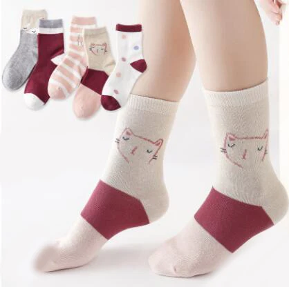 5 пар/лот, Школьные носки для мальчиков, осенние детские спортивные носки с рисунком машины/лодки/героя для малышей, короткие носки для девочек, meias - Цвет: C