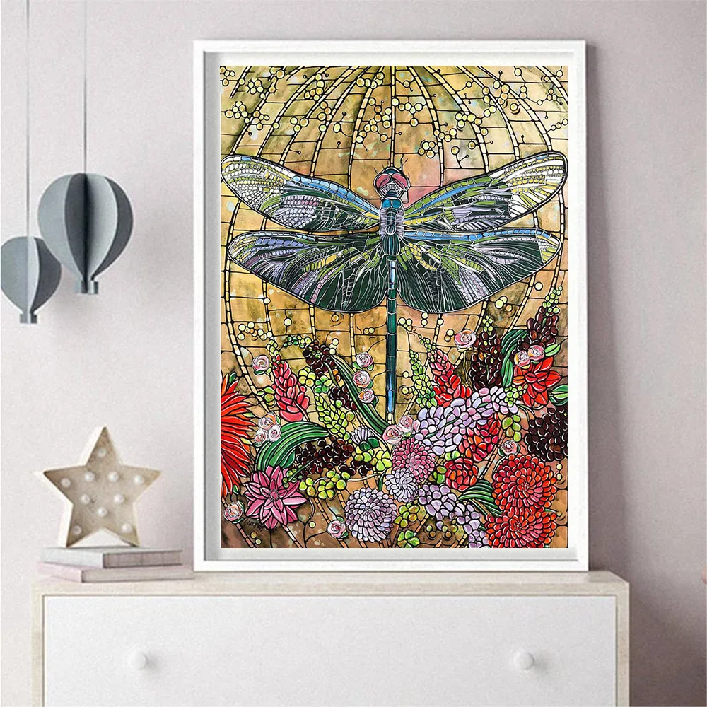 

HUACAN 5d Diamond Painting Full Square Dragonfly Full Diamond Embroidery Mosaic Flower Rhinestone Picture Hobbies And Crafts