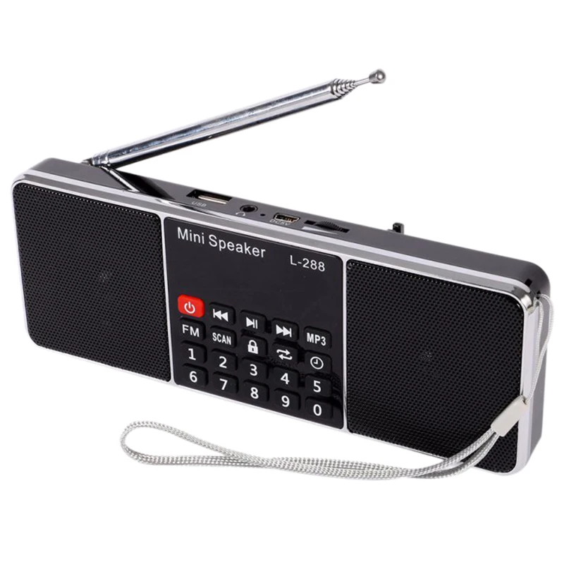 

Mini Portable Rechargeable Stereo L-288 FM Radio Speaker LCD Screen Support TF Card USB Disk MP3 Music Player Loudspeaker(Blac