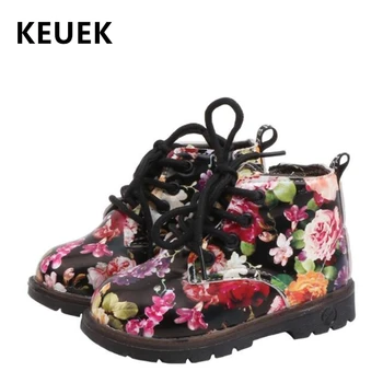 

NEW 2020 Spring Children Ankle boots PU Leather Waterproof Fashion Flower boots Boys Girls shoes Kids Single boots 03B