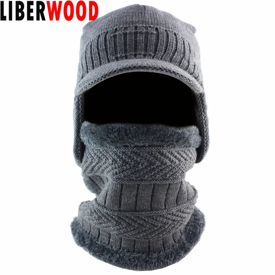 LIBERWOOD Балаклава, зимняя теплая шапка для шеи, мужская вязаная шапка, шапка с ушками для лица, шапка, русские ветрозащитные шляпы, шарф для улицы