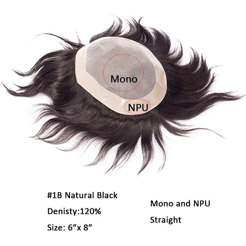 SEGO " x 8" не Реми прочный шиньон мужской парик моно и ПУ заменить ...