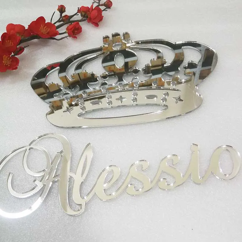 Personalized Mirror Acrylic Princess Crown wall hanging Sign with name Wedding Gift, family sign 25cm