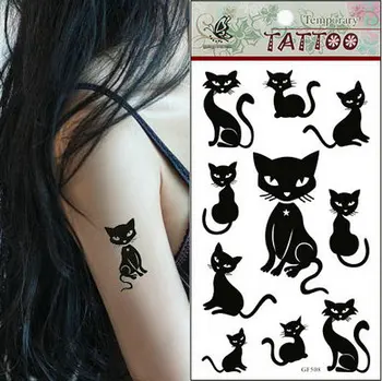 

New 2018 Classic Black Tattoo Waterfproof Fake Temporary Tattoo Sticker Body Cat Star Infinity Bird Tattoo
