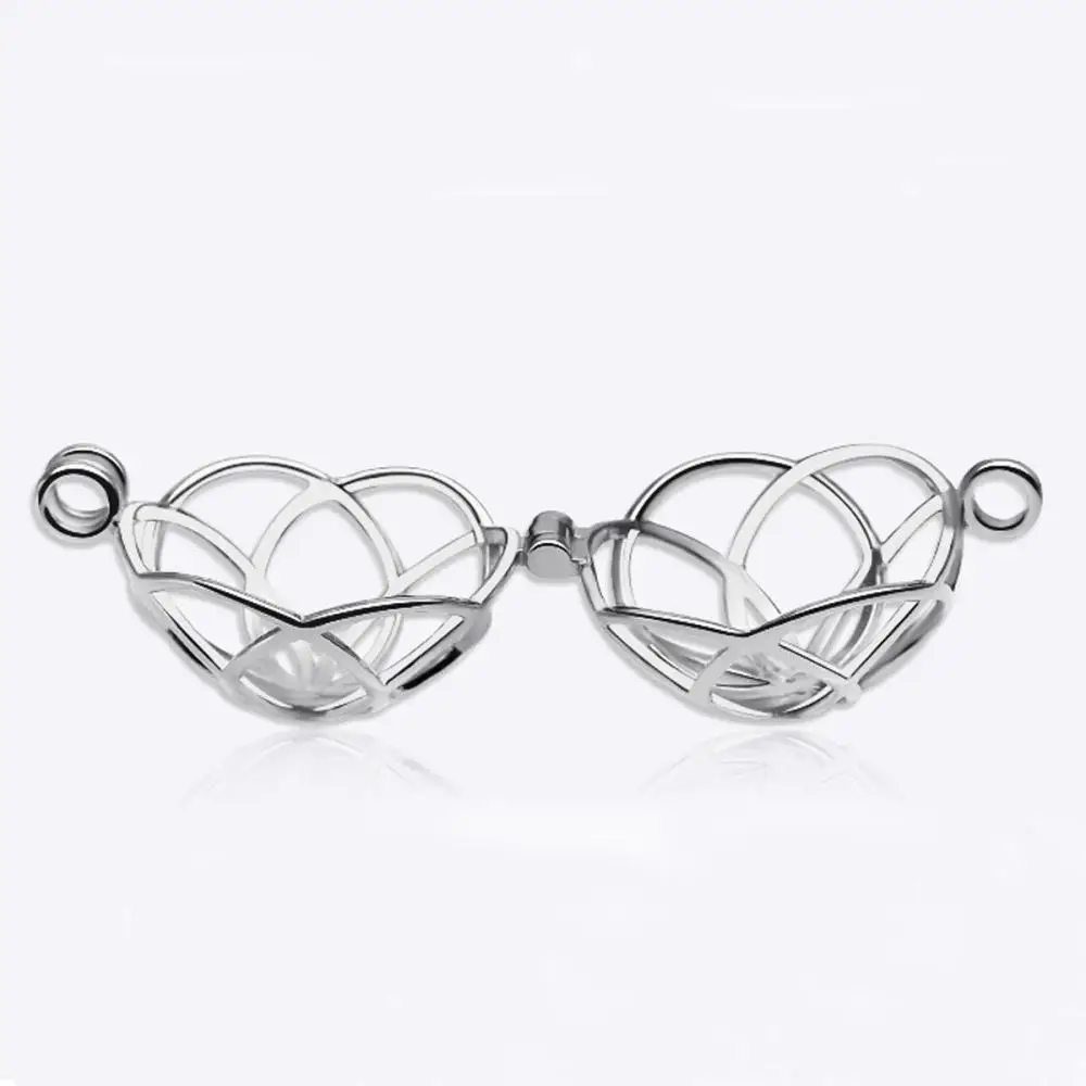925 Sterling Silver Flower Pearl Cage Openable Hollow Cage Lockets Pendant Cage Charm Pendants for DIY Necklace Jewelry Making