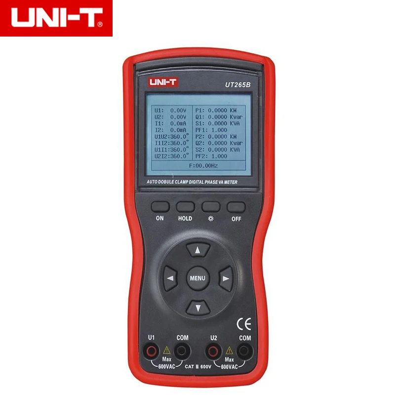 UNI-T UT265B автоматический двойной зажим Цифровой измеритель фазы Вольт Амперметр коэффициент мощности тестер с ЖК-подсветкой