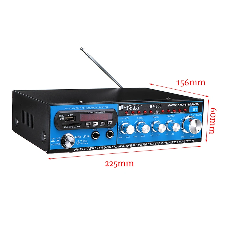 2000W Hifi Power Amplifiers Stereo Audio bluetooth Amplifier Car Home Theater Sound System+Remote Control Support FM USB SD Card