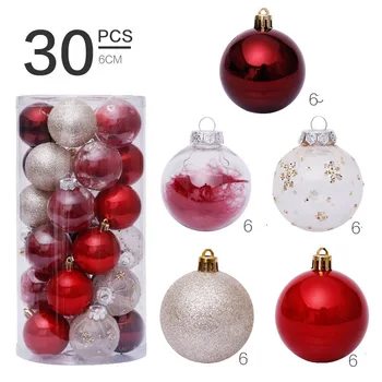 

30Pcs Plastic Balls for Holiday Deco Noel Home Baubles Clear Bauble New Year 2021 Decoration Christmas Tree Christmas Balls 6Cm