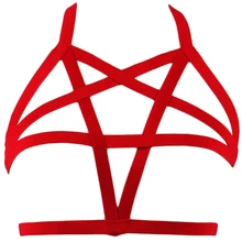 Красная Пентаграмма ремень крепления к туловищу панк портупея бретелька для бюстгальтера в готическом пастельном стиле бюстгальтер полые сексуальное женское белье бондаж пояс