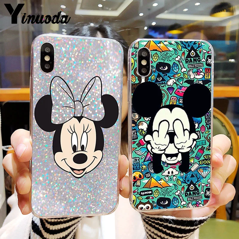 

Yinuoda Beauty Cartoon Mickey Minnie Mouse Christmas Phone Case for iPhone 5 5Sx 6 7 7plus 8 8Plus X XS MAX XR 11 pro max