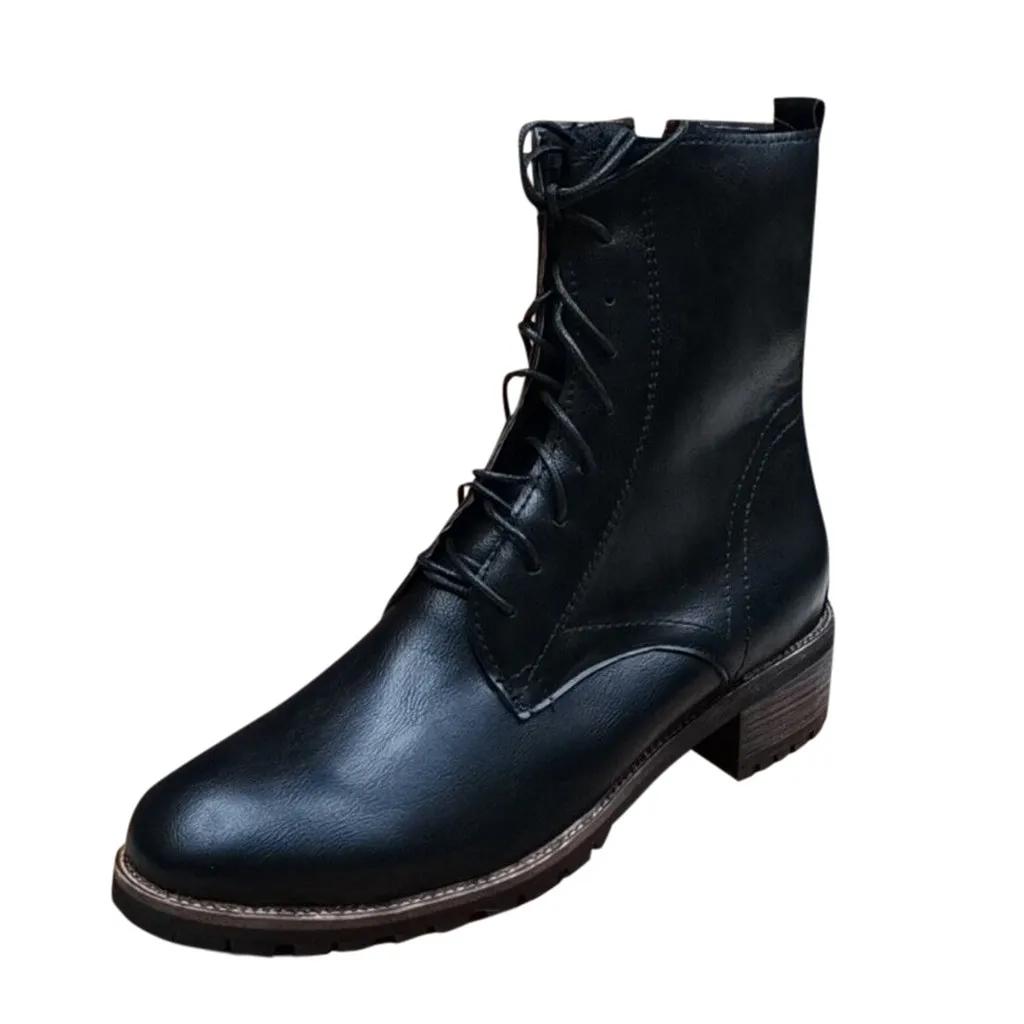 SAGACE/Классические ботинки; мужские зимние ботинки; Мужская обувь высокого качества на плоской подошве с круглым носком на низком каблуке; обувь на шнуровке; рыцарские рабочие ботинки в западном стиле; Уличная обувь