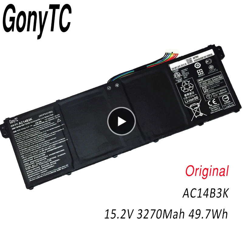 GONYTC AC14B3K оригинальная AC14B3K ноутбук Батарея для acer для Aspire R5-571T R5-571TG S14 CB3-511 Swift 3 3S F314-51 R 11 R3-131T