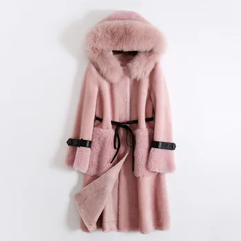 

Real Fur Coat Female Winter Natural Fox Fur Hooded Jacket Women Clothes 2020 Korean Sheep Shearing Coats Vintage Fur Tops 9921