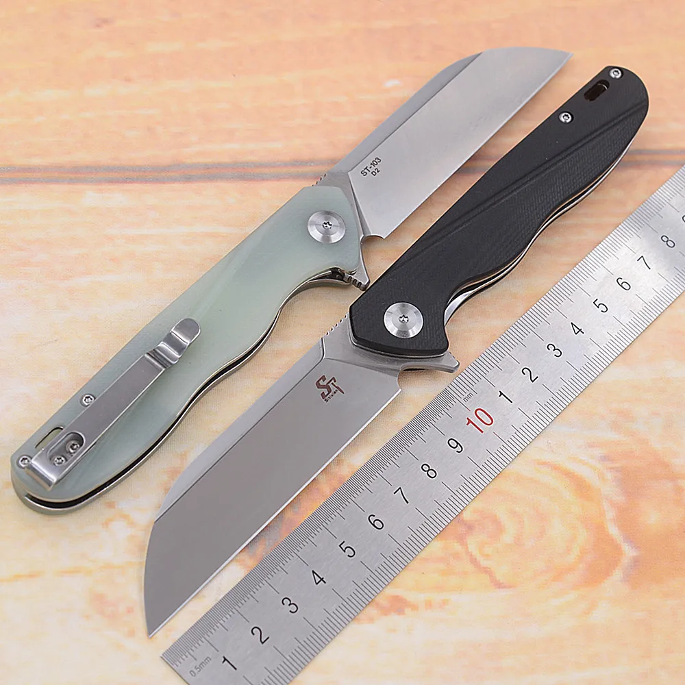 Sitivien ST-103 Real D2 Steel ball bearing flipper Folding G10 Camping Hunting Kitchen Survival Outdoor EDC Tool Utility Knife