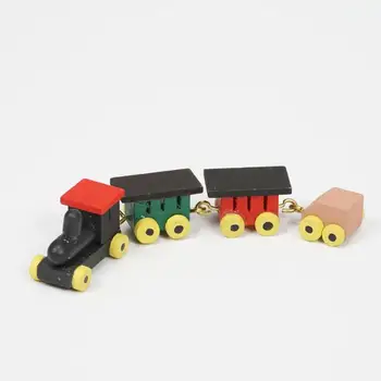 

1:12 Diy Dollhouse Bedroom Scene Decoration Wooden Color Small Train Model Toy Dollhouse Mini Train Model Accessories