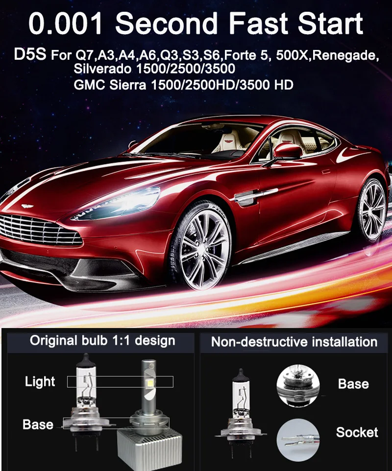CarTnT 2 шт. супер яркий светодиодный фонарь для автомобильных фар D1S D2S D3S D4S 70 Вт 8000 лм Оригинальная лампа Plug Play белый 6000K IP67 Светодиодный автомобильный