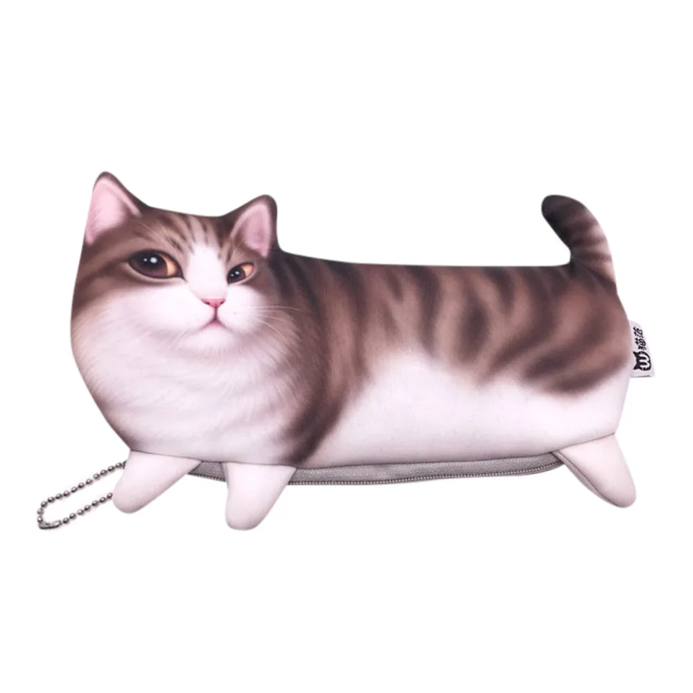 3D животное милый кот лицо молния чехол для монет карандашей чехол s для девочек женщин девушек кошелек ручка сумка для хранения