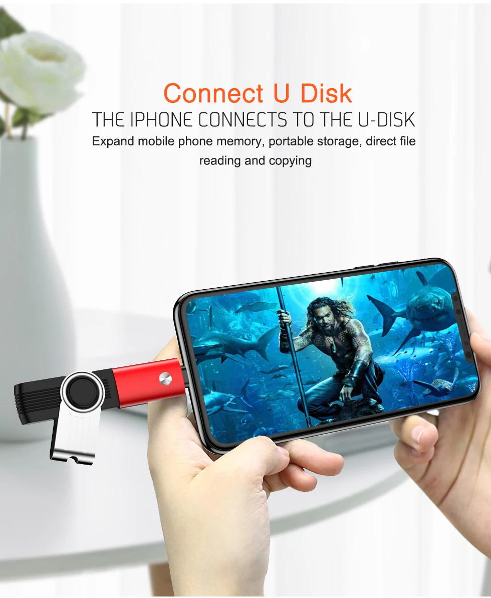OTG адаптер для iPhone 7, 8, 6, 6s Plus, X, XR, Xs, 11 Pro, Max, iPad, iOS, 11, 12, 13, для чтения SD карт, флеш-накопитель, камера, USB кабель, подключение