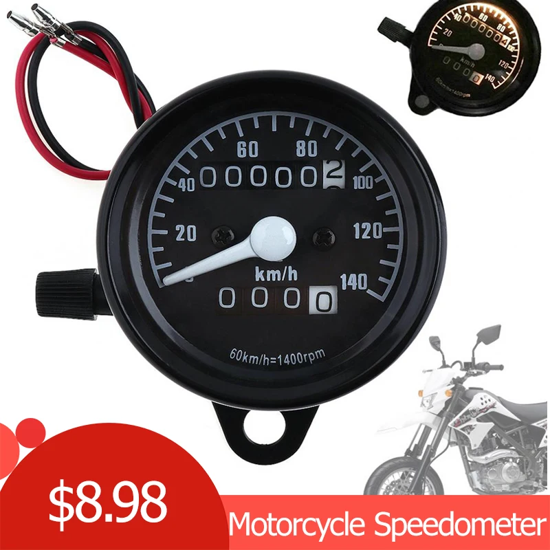 

DC 12V Universal Motorcycle Speedometer Odometer Dual LED Speed Meter Gauge Motorbike Instrument km/h