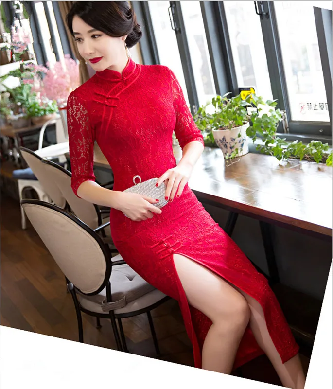 Китайские традиционные костюмы, женское облегающее платье, Cheongsam Tang, костюм высокого качества с принтом, раздельное платье, соблазнительное кимоно, кружево