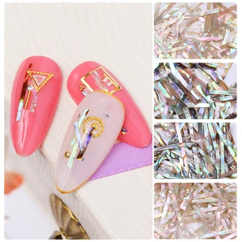 

200/100Pcs Nail Rhinestone Rectangular Shells Slice Mixed Thin Shells DIY Design 3D Nail Art Decorations Nail Studs
