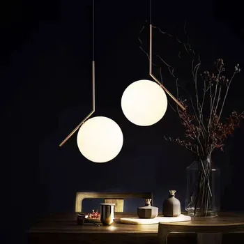 

Ditoon Pendant Light Postmodern Living/Dining Room Led Pendant Lights Glass Ball Design Lamp Pendant Lighting Steel Pipe Lamp