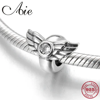

Real 925 Sterling Silver Clear CZ angle wings Beads Charms Fit Original Pandora Bracelet Silver 925 original Jewelry making