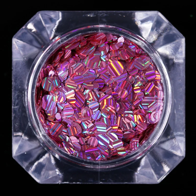 

1 Box Holographic Nail Sequins Mixed Size Round Red Nail Flaker Paillette Glitter 3D Nail Art Decoration For UV Gel Polish