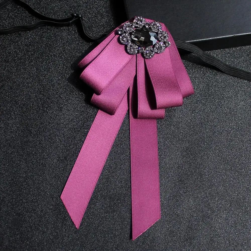 Ribbon Bow Tie Британский мужской женский ретро воротник рубашка галстук-платок Винтаж эластичная лента Стразы сплав Бабочка Форма лента галстук-бабочка - Цвет: Ribbon Bow Tie