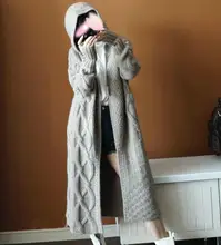Wool coat long calf Women Winter Hooded Sweater Twisted Pull Outwear Thick Knitted Cardigan Long Coat Long Sleeve Cardigans Wool coat long calf Women Winter Hooded Sweater Twisted Pull Outwear Thick Knitted Cardigan Long Coat Long Sleeve Cardigans