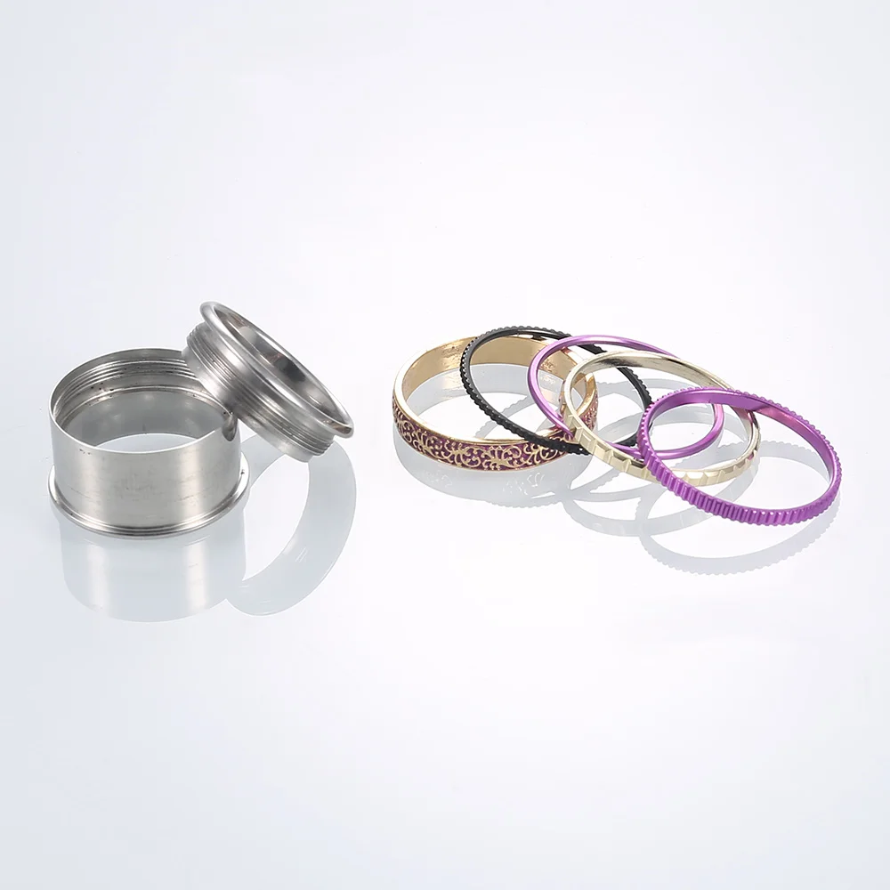 Koaem 5 Pieces Accessories Mix Aluminum and Copper Rings Women's Stackable Interchangeable Stainless Steel Inner Fill Base Ring
