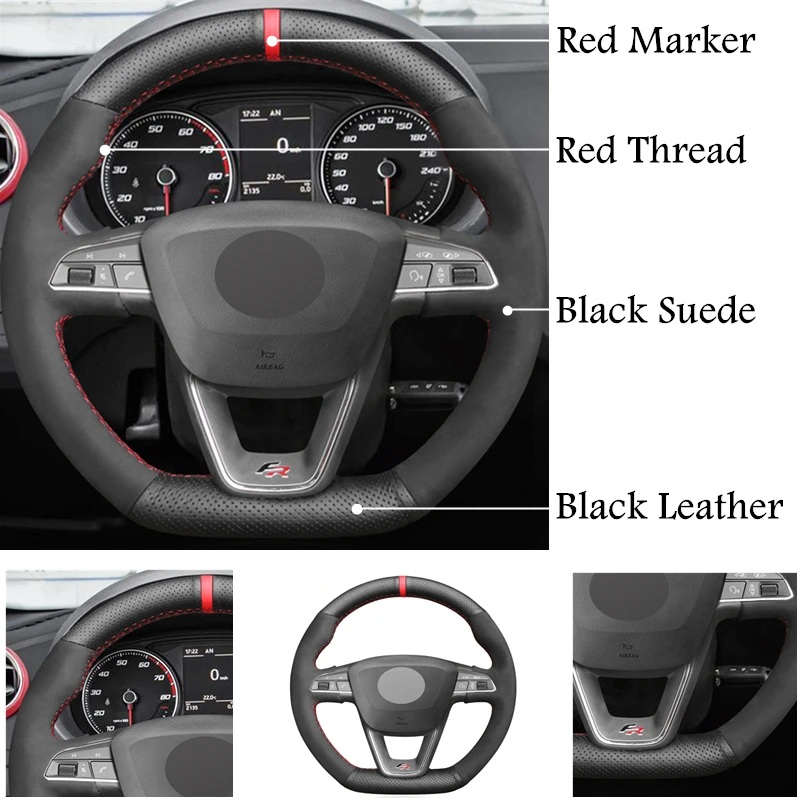 Für Seat Leon Cupra R Leon ST Cupra Leon ST Cupra Ateca Cupra Ateca FR Auto  Lenkrad Abdeckung PU leder Auto Zubehör - AliExpress