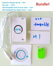 Nfc acr122u rfid smartcard acr 122u escritor leitor de cartão inteligente com uid writeable clone software s50 cartão de controle acesso iso 14443