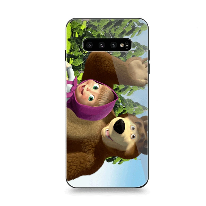 Чехол для телефона Стекло для samsung A40 A50 A10 A20 A30 A60 A70 S10 S7 край S8 S9 Plus Note 8 9 чехол с героями мультфильма «Маша и Медведь» - Цвет: G6