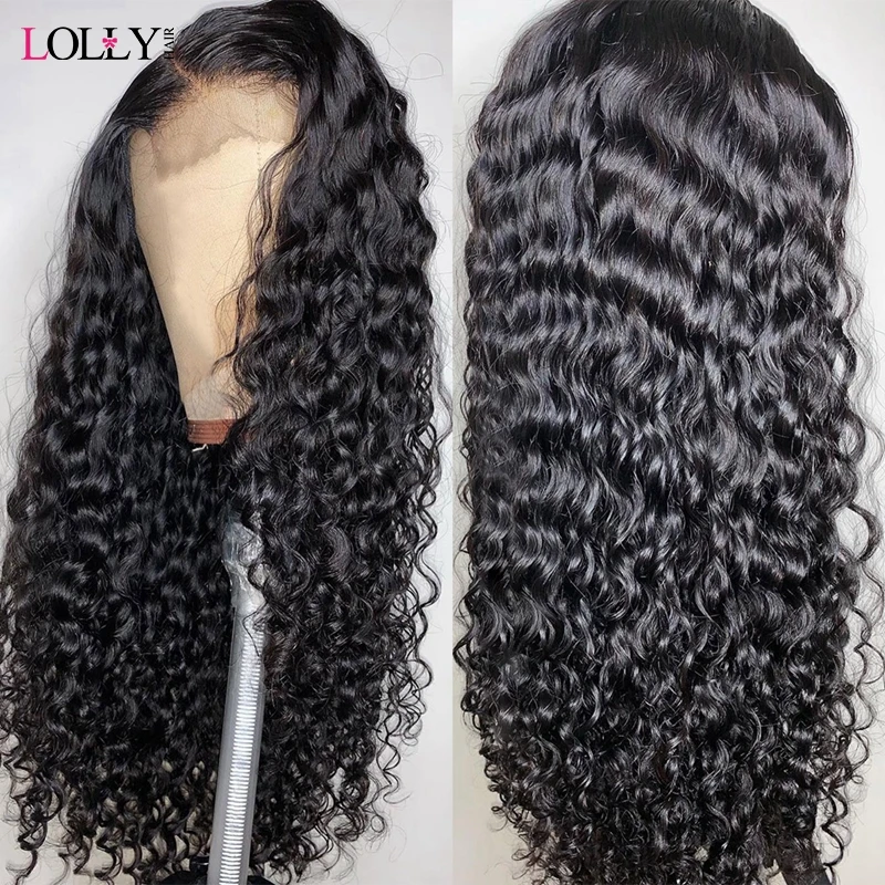 

Lolly Brazilian Lace Front Human Hair Wig 13x4 13x6 Water Wave Wig Lace Frontal Pre Plucked 150% Density Remy Lace Wig Black