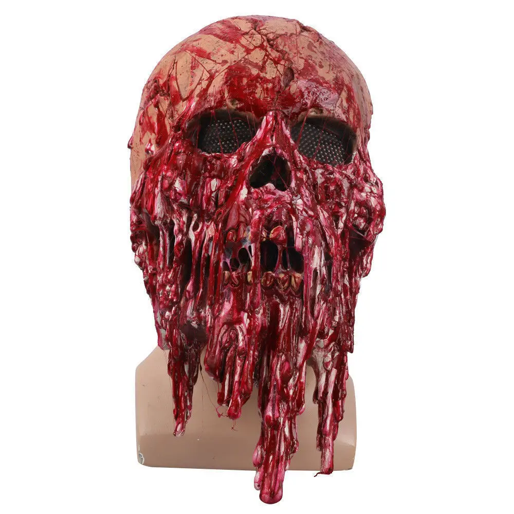 

Halloween Scary Adults Men Bloody Zombie Skeleton Face Mask Costume Horror Latex Masks Cosplay Fancy Masquerade Props