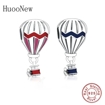 

Fit Original Pandora Charm Bracelet 925 Sterling Silver Polish Red Enamel Fire Hot Air Balloon Bead Pendant Making Berloque 2019