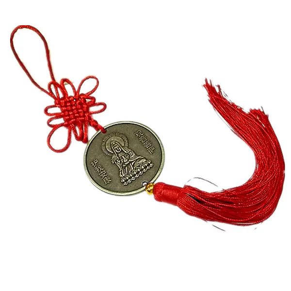 Fengshui, монета, автомобильная, подвесная, Гуаньинь, как медная монета, Будда, безопасная медная пластина, автомобильная подвесная, китайский узел, Bodhisattva, Автомобильная подвеска