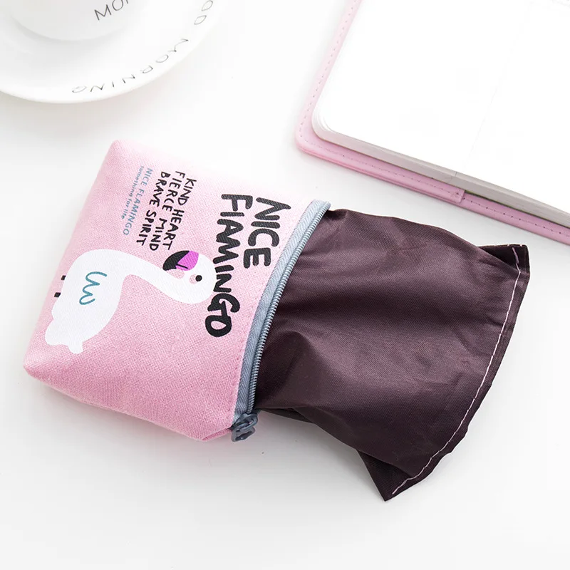 Ougger Women's Coin Purse Pouch Short Small Canvas Cute Popular Korean Style Animal prints Mini Girl's Wallets with Zipper