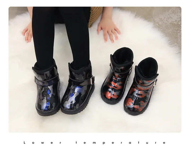 Warm Children Winter Boots For Baby Boys Girls Snow Boots Waterproof Plush Kids Shoes Leather Children Shoes Sneakers
